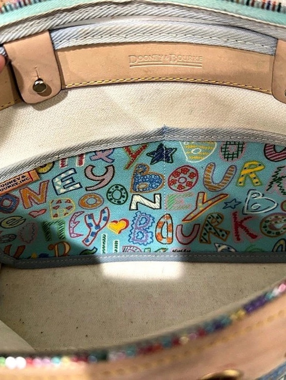 Dooney & Bourke Doodle II Coated Cotton Tote Blue & Brown - Picture 11 of 11